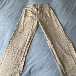 Women's Linen Tan Striped Pants